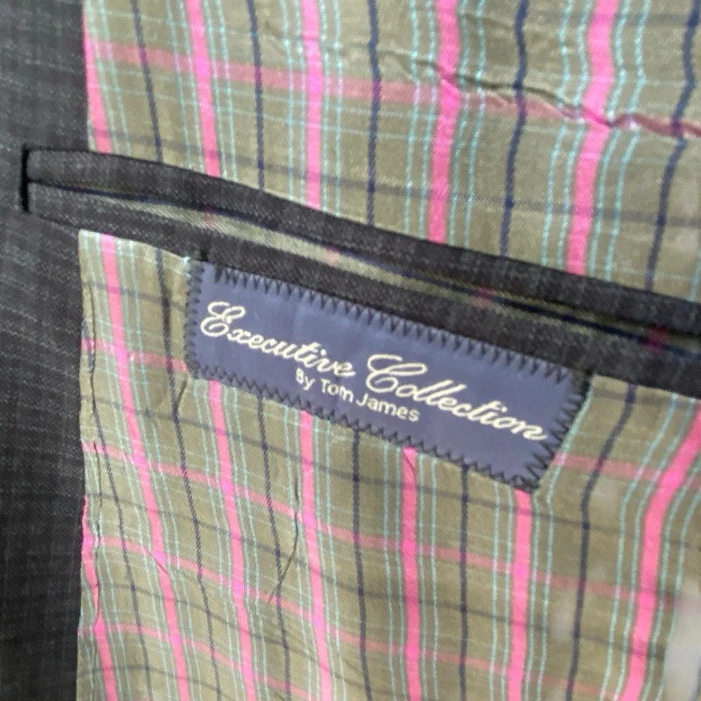 Executive Collection Tom James‎ 56R  Blue Black Plaid Blazer Sport Coat Jacket